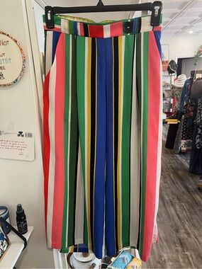 Multi-Stripe Wide-Leg Pants - Colorful Stripe